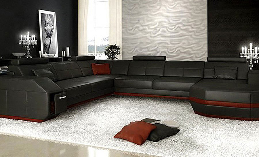 Emma - U Leather Sofa Lounge Set